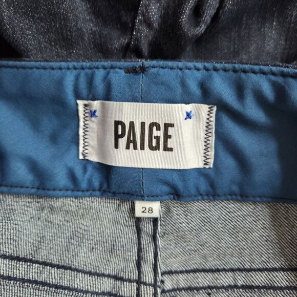 New Paige Denim Kennedy Wide Leg Flare Jeans Raw Blue Dark Wash 28x34 - Picture 3 of 5